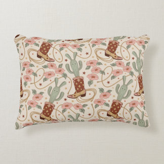 Retro Boho Western Desert Cactus & Floral Pattern Decorative Cushion
