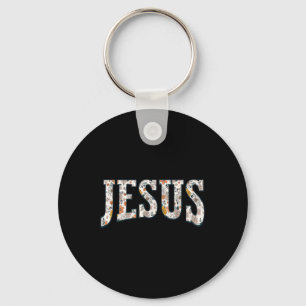 Retro Boho Wildflower Jesus God Faith Religious Ch Key Ring