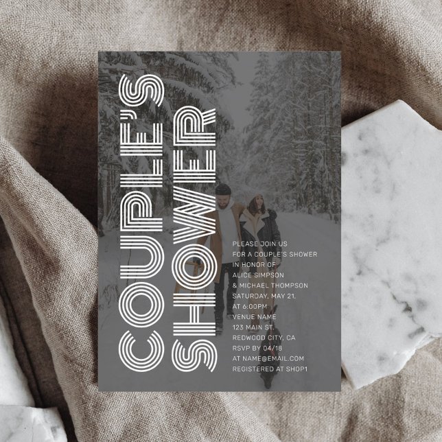 Retro Bold Black Photo Couples Shower Invitation (Creator Uploaded)