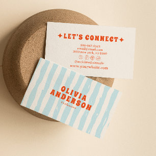 Retro Bold Blue 70s Groovy Funky Unique Trendy Fun Business Card