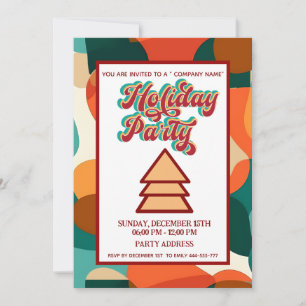 Retro bold colourful fun company  party  invitation