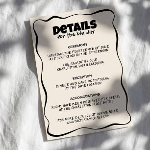 Retro Bold Hand Written Cream Wedding Details Enclosure Card