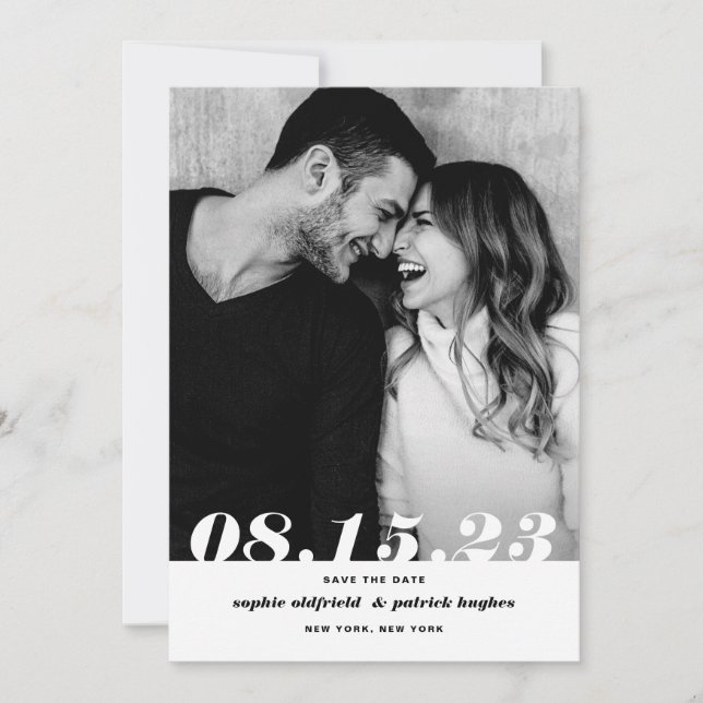 Retro Bold Italic Typography Photo Save The Date (Front)