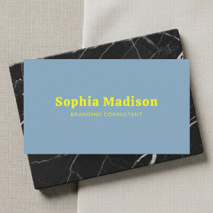 Retro Bold Minimalist Blue Yellow Business Card