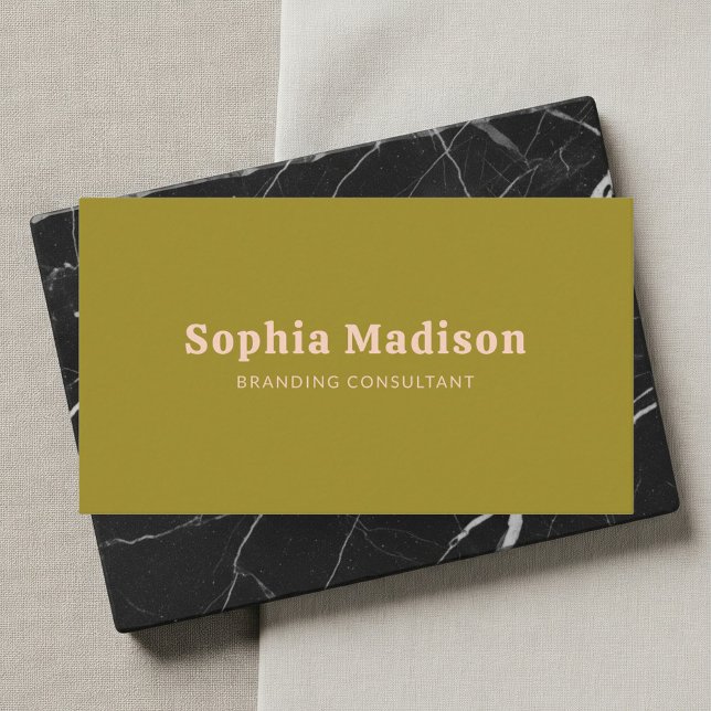 Retro Bold Minimalist Green Blush Business Card (Creator Uploaded)