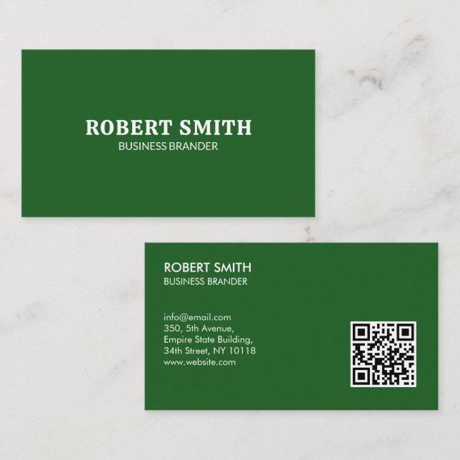 Retro Bold Minimalist Green QR Code Business  Business Card (Front/Back)
