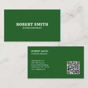 Retro Bold Minimalist Green QR Code Business Card