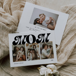 Retro Bold Mom 4 Photo Collage Mother's Day Card
