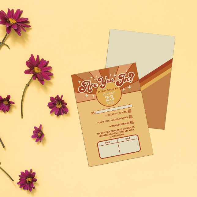 Retro Bold Neon Orange Pink Wedding RSVP (Creator Uploaded)