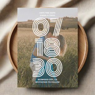 Retro Bold Photo Wedding Save The Date Postcard