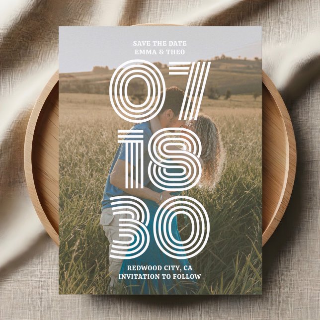 Retro Bold Photo Wedding Save The Date Postcard (Creator Uploaded)