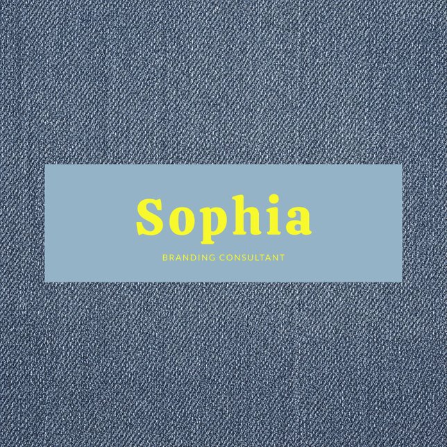 Retro Bold Serif Simple Blue Yellow Name Tag (Creator Uploaded)