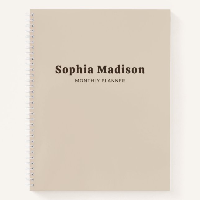 Retro Bold Simple Beige Brown Notebook (Front)