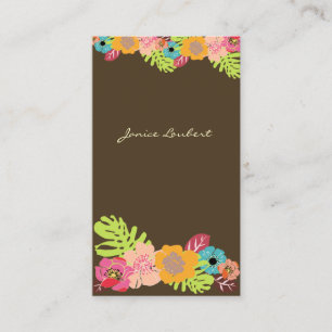 RETRO BOLD TROPICAL FLOWERS/DIY BACKGROUND BUSINESS CARD