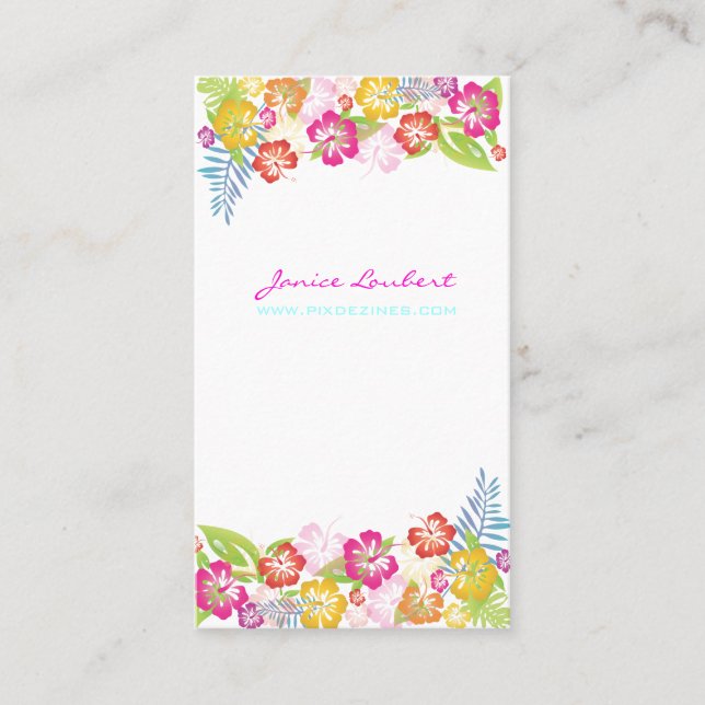 Retro bold tropical flowers/DIY background Business Card (Front)