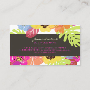 RETRO BOLD TROPICAL FLOWERS/DIY BACKGROUND BUSINESS CARD