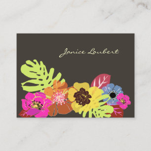 RETRO BOLD TROPICAL FLOWERS/DIY BACKGROUND BUSINESS CARD