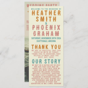 Retro Bold Typography Bright Photo Wedding Program
