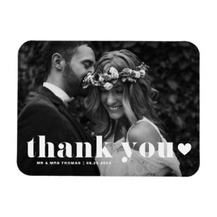 Retro Bold Typography Photo Wedding Thank You Magnet