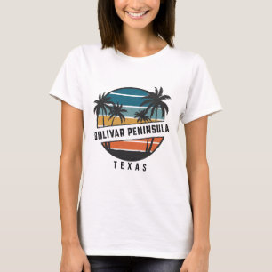Retro Bolivar Peninsula Texas Surfboard Surfing T-Shirt
