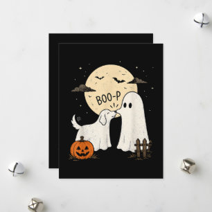 Retro Boo Boo-p Dog Ghost Funny Halloween Holiday Card