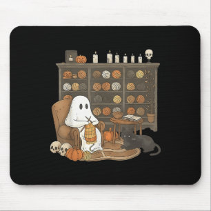 Retro Boo Ghost Yarn Crochet Knitting Halloween So Mouse Pad