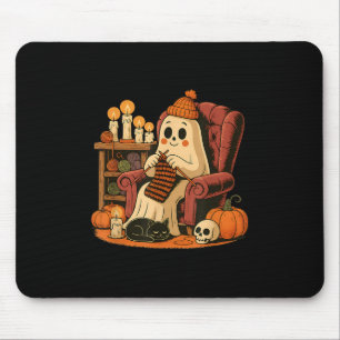 Retro Boo Ghost Yarn Crochet Knitting Halloween So Mouse Pad
