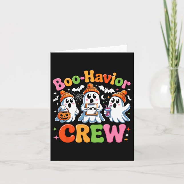 Retro Boo-havior Crew Behaviour Analyst Halloween  Card (Front)