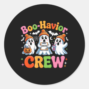 Retro Boo-havior Crew Behaviour Analyst Halloween  Classic Round Sticker
