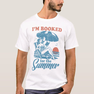 Retro Book Girl Summer Vacation Funny Reader Booki T-Shirt
