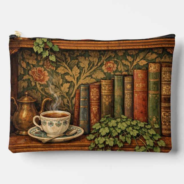 Retro book lover book club  accessory pouch (Front)