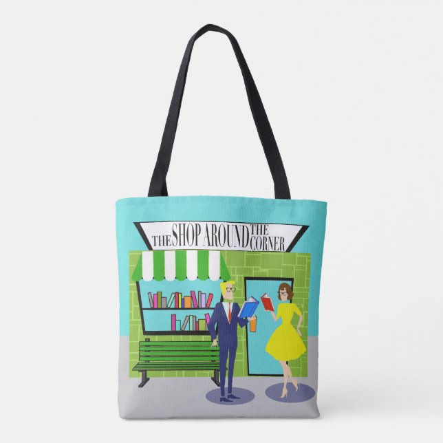 Retro Book Lovers All-Over Print Tote Bag (Back)
