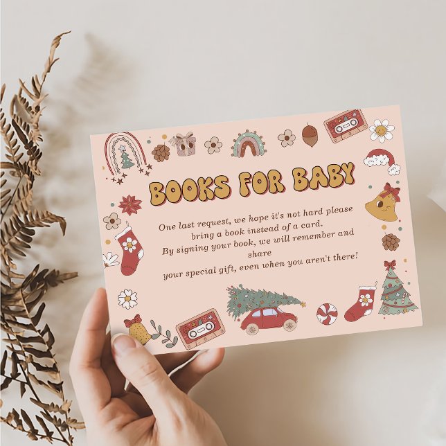 Retro Books for Baby Christmas Santa Baby Shower  Enclosure Card (Creator Uploaded)
