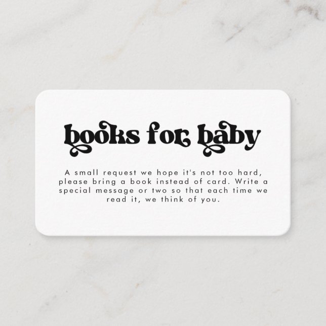 Retro Books for Baby Shower Enclosure Card (Front)