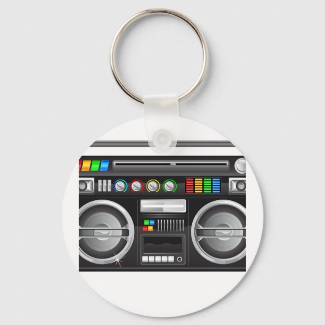 retro boombox ghetto blaster graphic key ring (Front)
