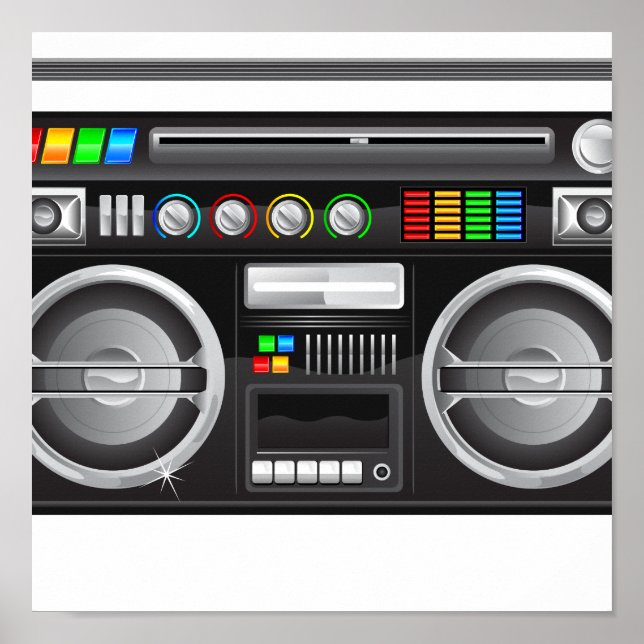 retro boombox ghetto blaster graphic poster (Front)