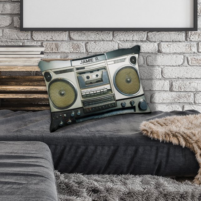 Retro Boombox Grey Decorative Cushion (Creator Uploaded)