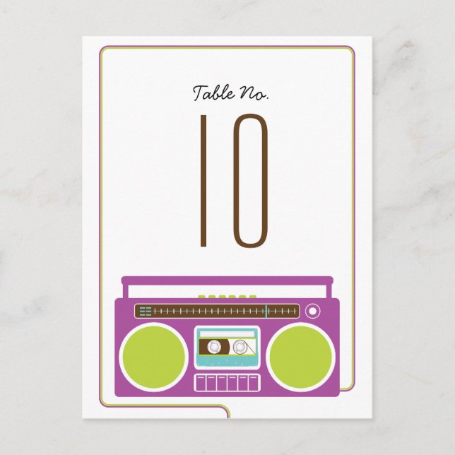 Retro Boombox Indie Mixtape Wedding (Purple/Lime) Postcard (Front)