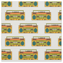 retro boombox pattern fabric