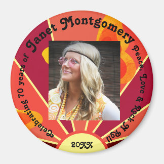 Retro Boomer Hippy Sunrise Photo Birthday  Magnet