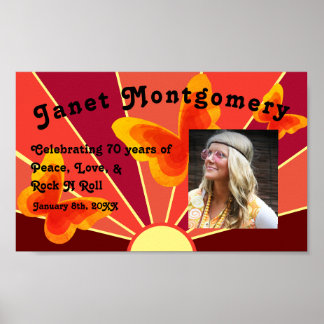 Retro Boomer Hippy Sunrise Photo Birthday  Poster