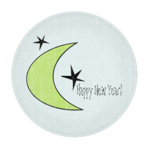 Retro Boomerang Happy New Year Cutting Board