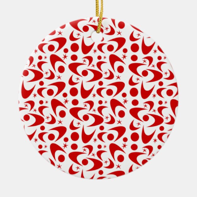 Retro Boomerangs Ceramic Ornament (Front)