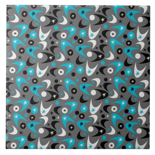 Retro Boomerangs Ceramic Tile (Front)