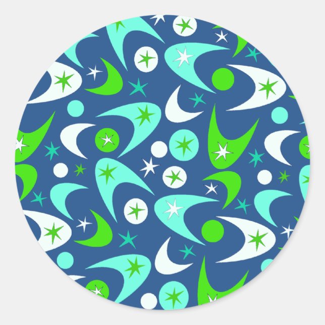 Retro Boomerangs Classic Round Sticker (Front)