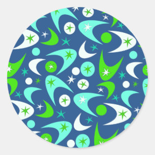 Retro Boomerangs Classic Round Sticker