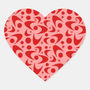 Retro Boomerangs Heart Sticker