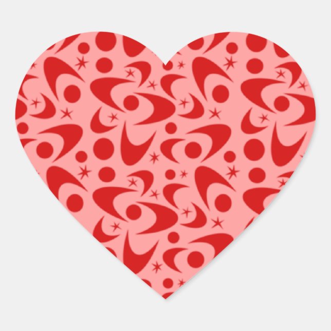 Retro Boomerangs Heart Sticker (Front)