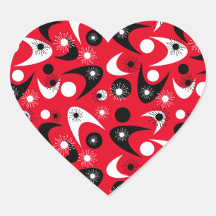 Retro Boomerangs Heart Sticker