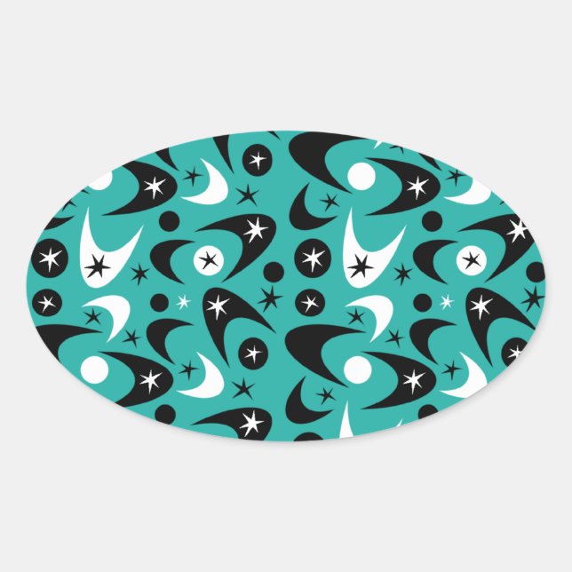Retro Boomerangs Oval Sticker (Front)